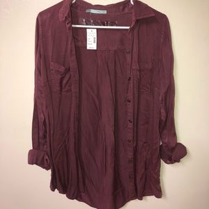 Maurices burgundy button up shirt NWT